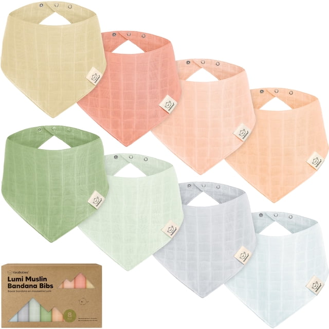 Baberos para Bebé KeaBabies Paquete de 8 Bandana de Muselina de Algodón Suave