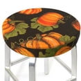 thumbnail image 3 of Lsque Orange Pumpkin Round Bar chair cushion covers Velvet Fabric Premium Comfort Protects from Scratches and Stains for 14-17 Inch Chair- 12 inch, 3 of 7