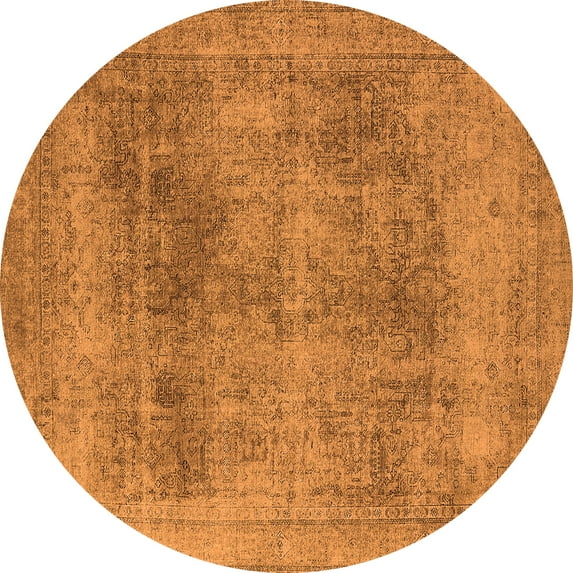 Ahgly Company Indoor Round Oriental Orange Industrial Area Rugs, 8' Round