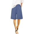 thumbnail image 3 of Clearance! Women's Bermuda Shorts 2025 Summer High Waisted Pocket Shorts Plus Size Business Casual Dressy Shorts Blue XL Size, 3 of 8
