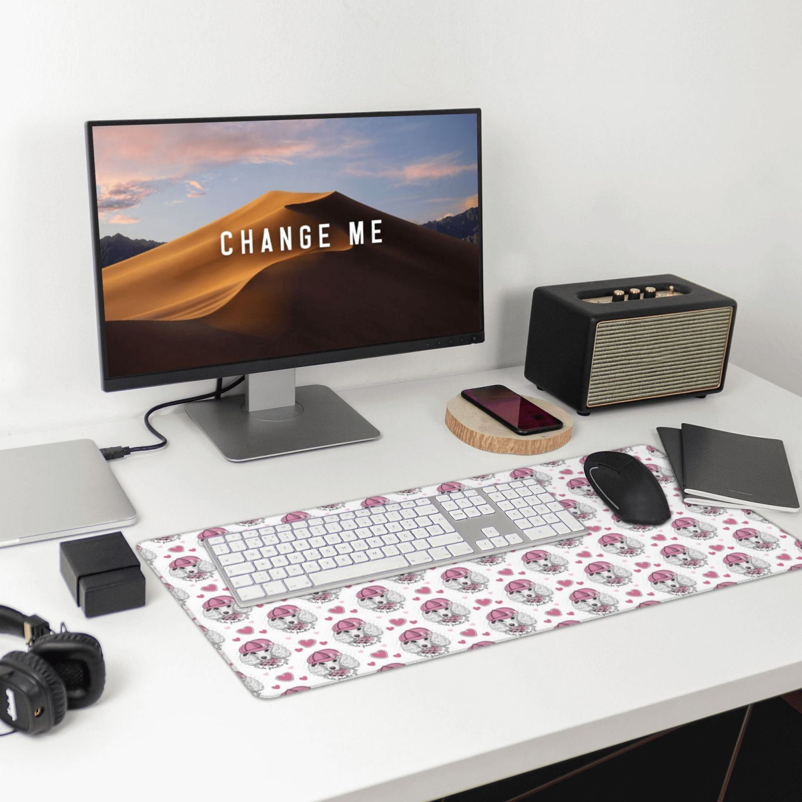 Kdxio Cute Poodle Dog Print Large Gaming Mouse Pad,Non-Slip Base,Water Resist Keyboard Pad for Gamer,Office & Home,29.5 x 15.8 in