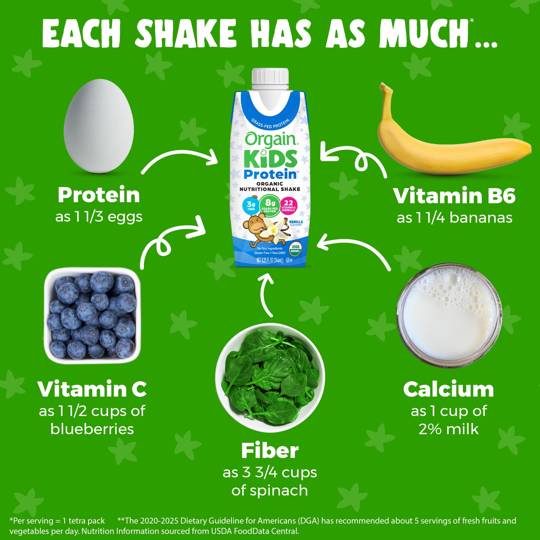 Orgain Organic Kids 8g Protein Nutritional Shake Drink, Vanilla, 4ct