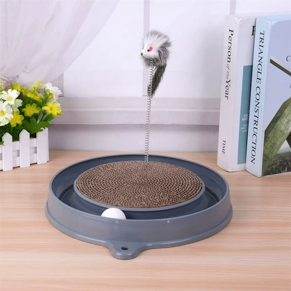 1 PCS Coastal Pet Turbo Scratcher Cat Toy - Cardboard Cat Scratcher Pad with Cat Toy Ball Track and Catnip (Grey)