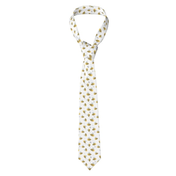 Naloa Bee Print Solid Color Tie Formal Necktie for Men，Suitable for business, daily life, work