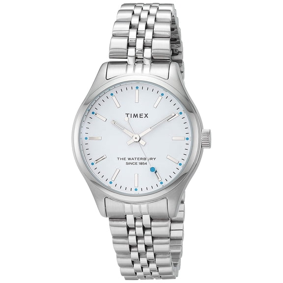 Timex Waterbury 34mm Silver-tone Bracelet with Neon Accents