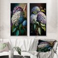 thumbnail image 1 of Designart "Purple Retro Hydrangea Blossoming I" Floral Framed Wall Art Set Of 2 - Traditional Purple Gallery Wall Frame Set For Home Decor, 1 of 6