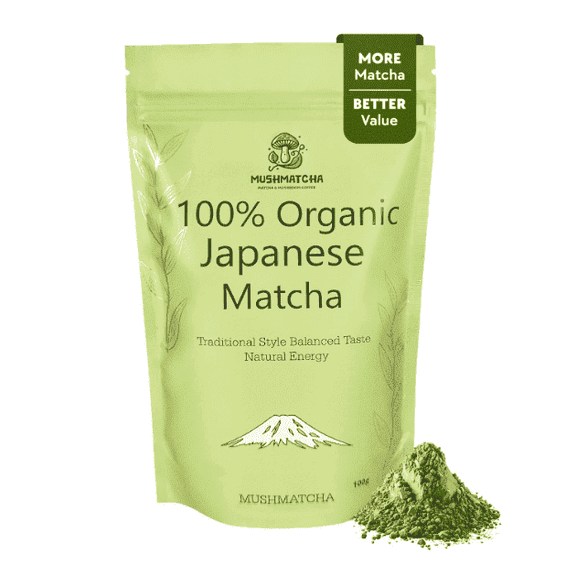 MushMatcha Matcha Powder Japanese Style Ceremonial Grade 6A Naturally Caffeinated 1 Count 100g