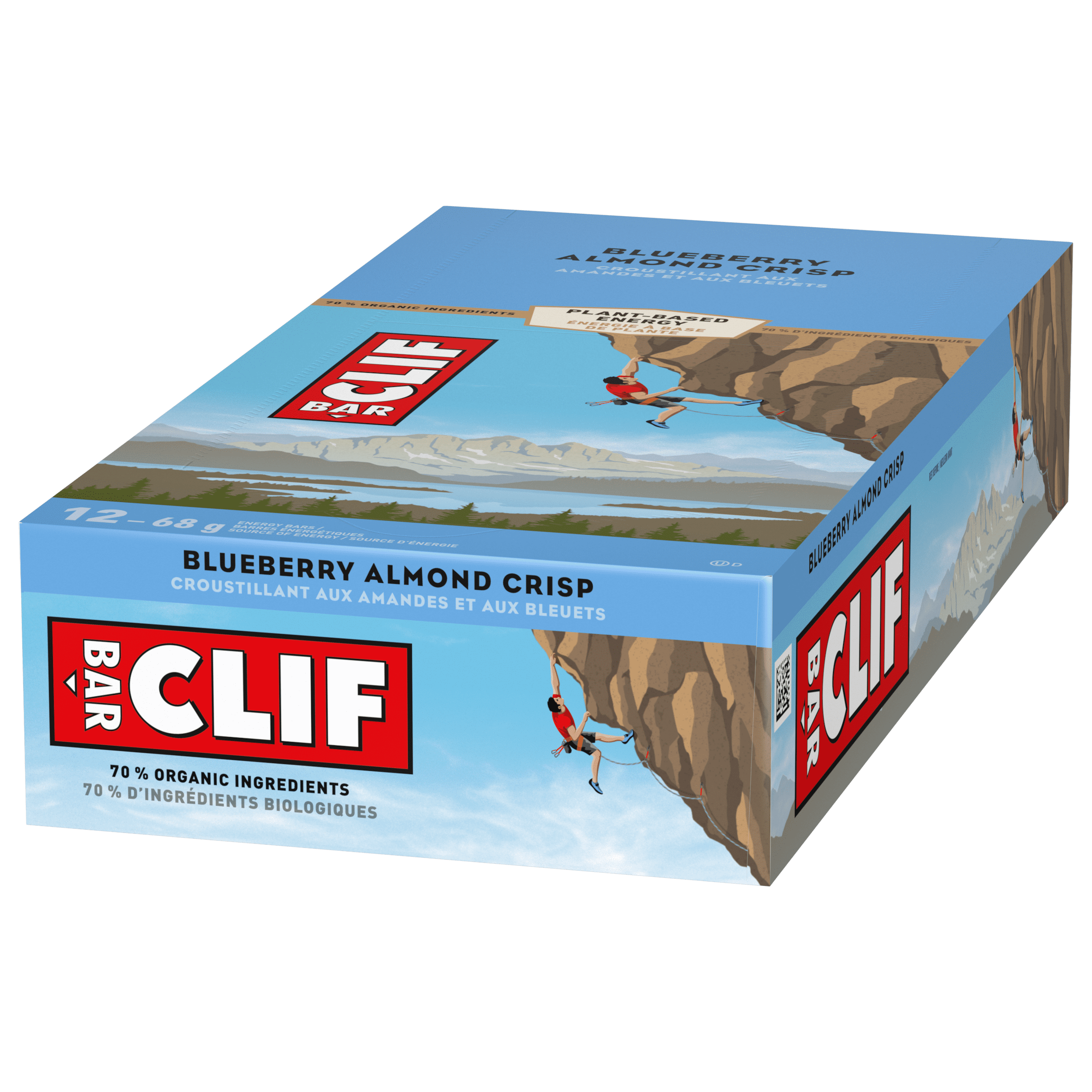 CLIF BAR, Blueberry Almond Crisp Energy Bar, 70% Organic Ingredients, No Artificial Flavours, 68 g (Pack of 12)