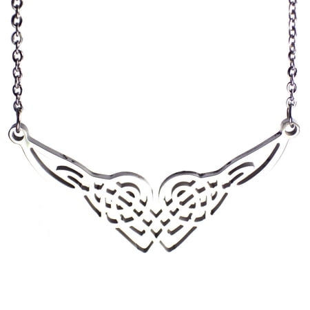 Celtic Heart Knot Necklace Womens Silver Stainless Steel Norse Knotwork Hart Fantasy Forge Jewelry
