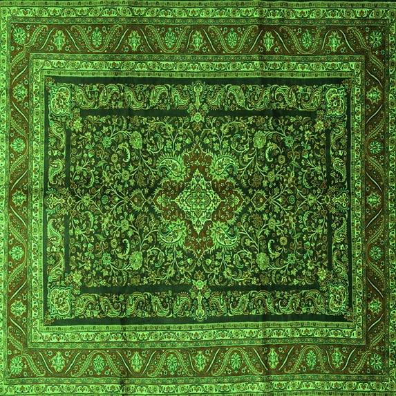 Ahgly Company Indoor Square Persian Green Traditional Area Rugs, 7' Square