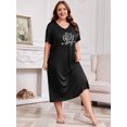 thumbnail image 2 of FEREMO Nightgowns for Women Plus Size Short Sleeve Nightshirts V Neck Sleepwear 1X-5X, 2 of 5