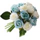 thumbnail image 4 of Ramo de rosas artificiales de 12 cabezas, paquete de flores de simulación, decoración del hogar, adorno de flores falsas para bodas, blanco azul sidaley HA7941-07B, 4 of 6