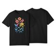 thumbnail image 2 of NAMTYQX Women's Blouses Short Sleeve Cool Casual Crewneck Plus Size Gemusterte Stretch Graphic Baggy Blouses for Women Black Size 2XL, 2 of 3