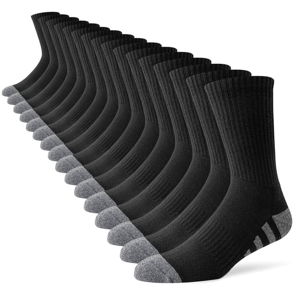 DIFFYBOX Mens Cushioned Athletic Crew Socks, 5 Pairs Moisture Wicking Breathable Work Hiking Running Socks for Men Size 10-13 & 13-15