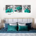 thumbnail image 2 of Teal Rose Wall Art Master Bedroom Decor for Couples Turquoise Floral Posters Bathroom Pictures Green Flower Canvas Painting Living Room Dinner Room Decor Rustic Home Decorations 16x16" 3Pcs, 2 of 6