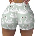 thumbnail image 2 of Balery White Birds Pantalones cortos de entrenamiento estampados para mujer, sin costuras, ajustados, para gimnasio, yoga, correr, deportes, ejercicio activo, fitness.-X-Large, 2 of 8