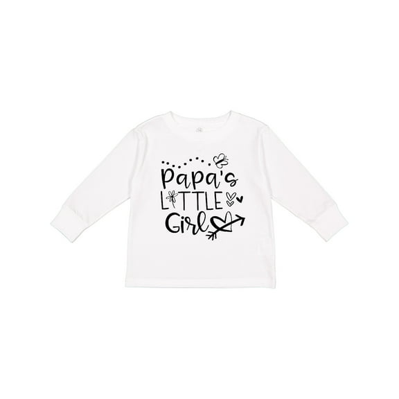 Inktastic Papa's Little Girl with Hearts Flower and Butterfly Girls Long Sleeve Toddler T-Shirt