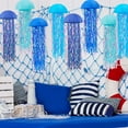 thumbnail image 3 of Mermaid Party Decorations, Jellyfish Paper Lanterns Blue Hanging Lantern for Mermaid Baby Shower Under The Sea Ocean Blue Birthday Party Decorations Pack of 8 (Blue), 3 of 14