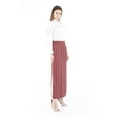 thumbnail image 4 of Women's Striped Red Maxi Pencil Skirt with White Thin Plisse Slit, 4 of 6