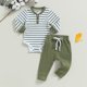 thumbnail image 4 of Ropa de rayas acanaladas para bebés, trajes para niños pequeños, Pelele de algodón suave de manga larga, pantalones, conjunto de 2 piezas, prendas de vestir para niños pequeños, Otoño, nuevo, 4 of 4