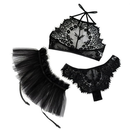 

HHei_K Ladies Strap Crochet Lace Cutout Teddy Lingerie Embroidery Underwear