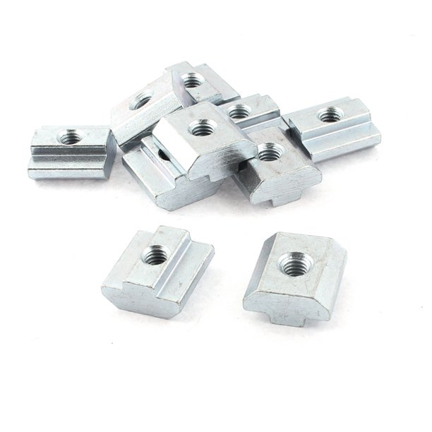 Uxcell M6 Female Thread 40 Series Slide in Metal Tslot Nut Silver Tone