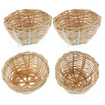 Raindrops Handmade Bamboo Bird Nest for Pets with Hook Design Khaki Pieces 4.5x6.5 Inches