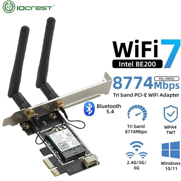 FOR WiFi 7 BE200 PCI-E Network Card 5.4 Tri Band 2.4G&5G&6GHz 8774Mbps BE200NGW 802.11be