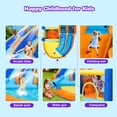 thumbnail image 4 of JOYLDIAS Glissoire Aquatique Gonflable pour Enfants, Grand Parc Aquatique, Double Glissoire, Maisonnette Château avec 4 Pistolets à Eau, Piscine, Zone de Saut, Mur d'Escalade, Souffleur d'Air, 4 of 9