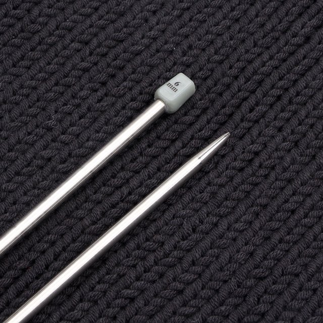 Aguja de tejer de un solo cabezal de acero inoxidable de 35 cm, aguja de tejer de un solo cabezal con enchufe, juego de herramientas para tejer suéteres de 11 pares