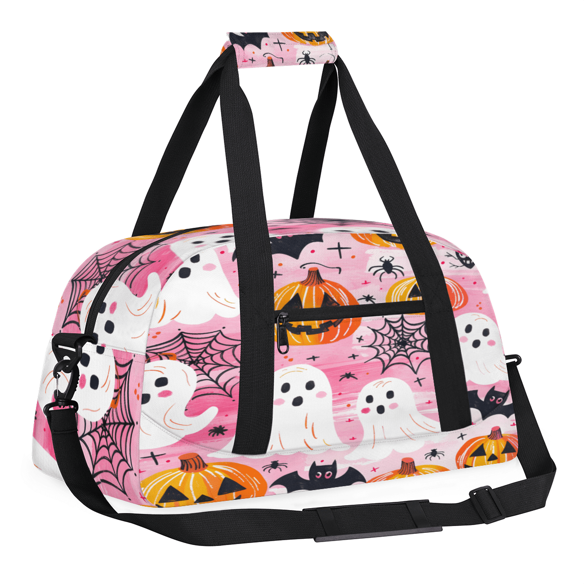 Herdesigns Halloween Sports Duffle Bag for Women & Men, Ghost Pumpkin Gym Bag Dance Bag Overnight Bag Carry On Weekender Travel Bag