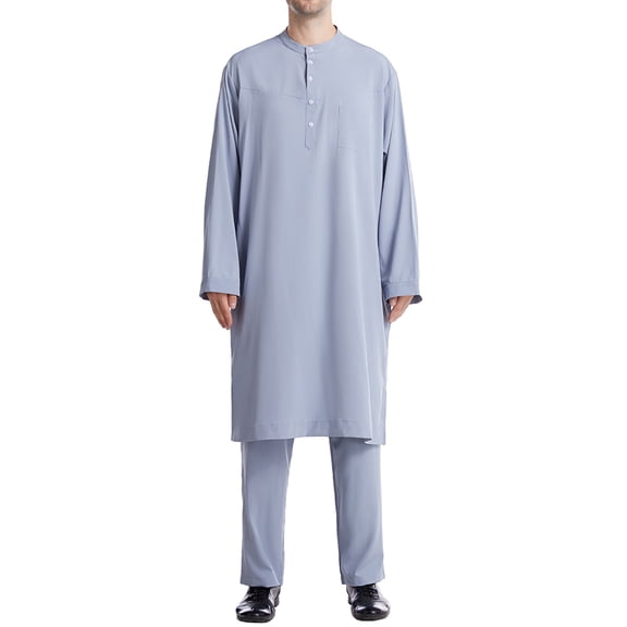 Maqroz Abaya for Men Casual 2-Piece Clothing Set Breathable Long Sleeve Top and Pants Soft Breathable Blend Outfits