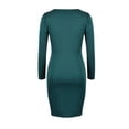 thumbnail image 3 of Gvmfive Women Casual Solid V Neck Long Sleeve Pleated Evening Party Formal Dress, 3 of 8