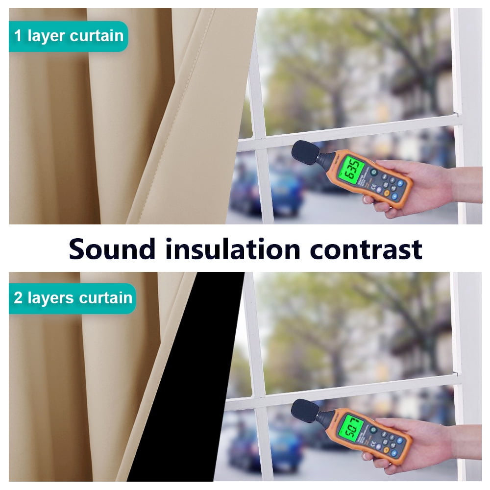 NICETOWN 100% Blackout Curtain Panels, 2 Thick Layers Full Blackout Curtains Thermal Insulated Noise Reducing Curtains Rod Pocket Energy Efficiency Drapes for Kitchen, Biscotti Beige, 52"x72", 1 Pair