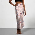 thumbnail image 2 of Womens Satin Maxi Skirts Fashion Graphic Summer Skirts Elastic High Waisted A Line Long Skirt Beach Vacation Dresses Casual Bodycon Below the Knee Flowy Skirt Dress Holiday Outfits, 2 of 7