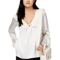 thumbnail image 1 of Kensie Womens Satin Knit Blouse, Off-White, Large, 1 of 1