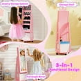 thumbnail image 4 of Topcobe Kids Jewelry Armoire Cabinet with Swivel Base and Lockable Universal Wheels, Kids Furniture for Bedroom-Pink, 4 of 7