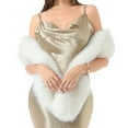 thumbnail image 2 of CYSFASHION Scarf for Women Women's Winter Warm Faux Fur Shawl Bridesmaid Gifts Collar Stole Fluffy Elegant Wedding Dress White, 2 of 5