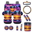 thumbnail image 2 of XYZCANDO Beautiful Coconut Tree Coasters Center Mirror Cover Car Seat Cover Seat Belt Cover Keychain Lipstick Cover Car Trash Can Steering Wheel Cover Easy Installation Lightweight Fit Most Car, 2 of 5