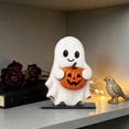 thumbnail image 5 of JWZZYD Halloween Tabletop Decorations Indoorm, Ghost Holding Pumpkin Wooden Tabletop Sign, Flat 2D Halloween Desktop Ornament, Rustic Fall Decor For Home Office Bookshelf Mantel Holiday Gift, 5 of 6