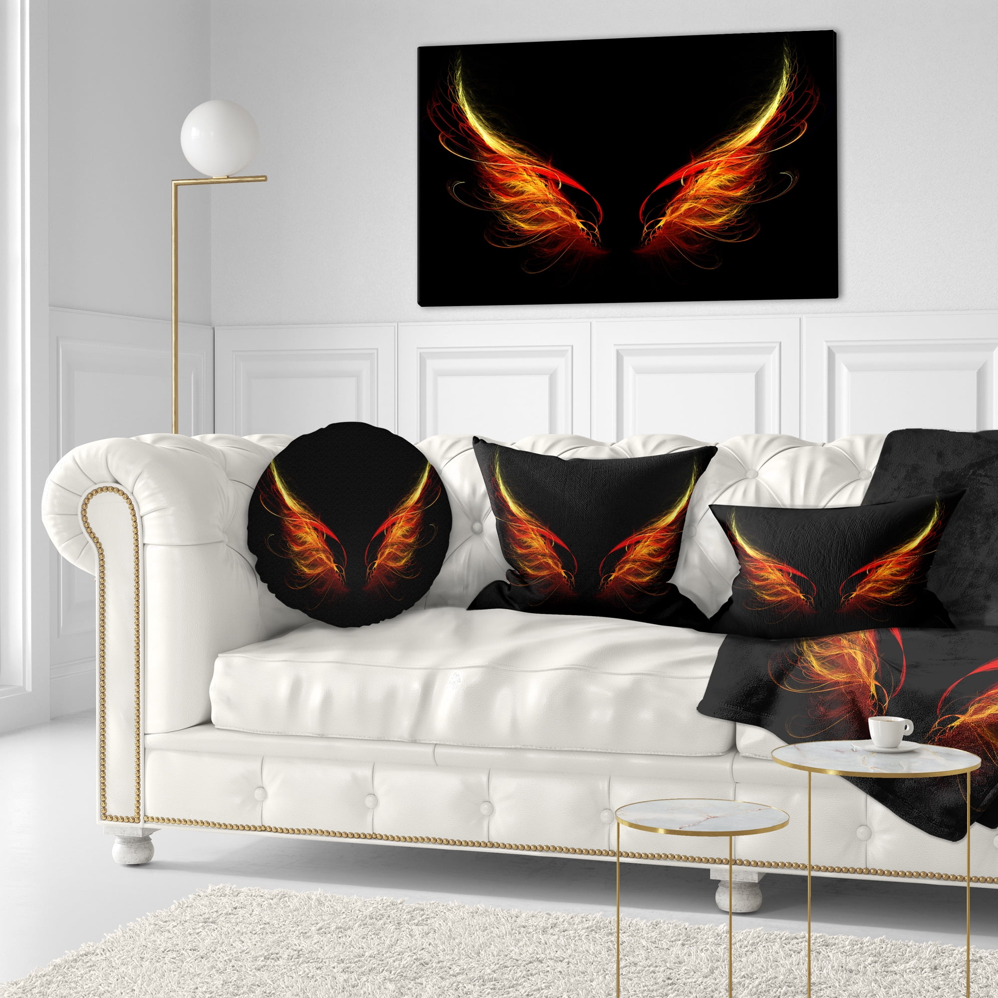 Designart 12" x 20" Black Polyester Throw Pillow