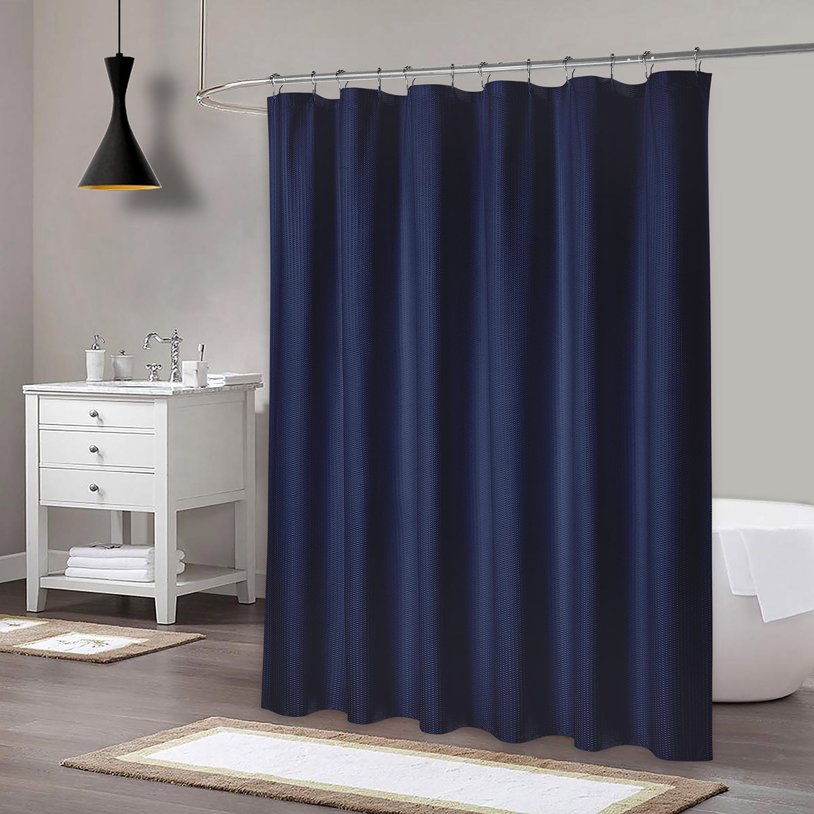 Haperlare Extra Long Soft Fabric Shower Curtain or Liner for Bathroom with Decorative Embossed