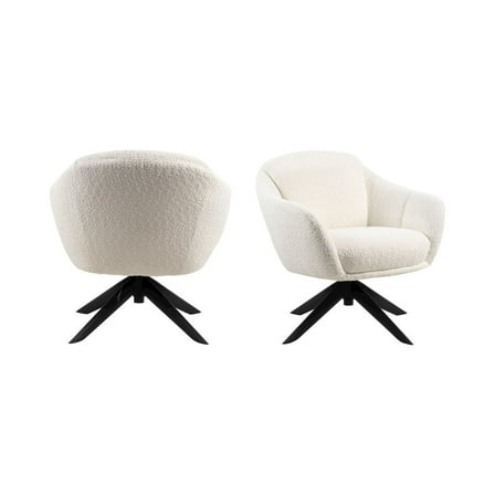 New Classic Furniture Fleming Fabric Swivel Lounge Chair in Ivory (Set of 2)