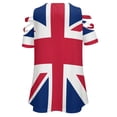thumbnail image 5 of Flag of The United Kingdom Womens Summer V Neck Zipper Top Short Sleeve T Shirt Off Shoulder Top Casual Classy Loose Shirts, 5 of 7