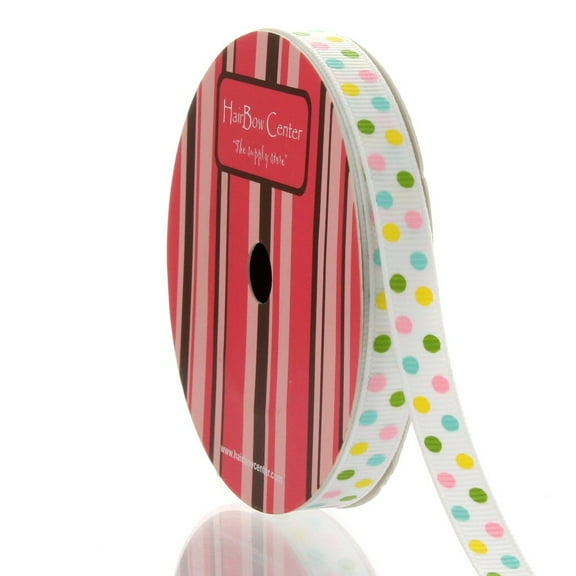 3/8" Spring Pastel Dots Grosgrain Ribbon 100 Yard