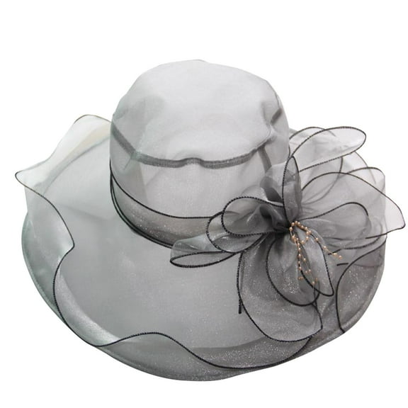 Prolriy Kenntucky Derby Hats for Women, Women's Vintage Floral Mesh Sun Hat Beach Sun Hat with Sun Hats for Women Fascinators Hats for Women Grey
