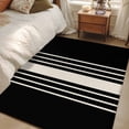 thumbnail image 5 of Black Beige Striped Area Rug Washable 3x5 Entryway Rug Non-Slip Indoor Low Pile Modern Farmhouse Retro Lines Floor Carpet Small Rugs for Bedroom Office Living Room Kitchen Entrance Nursery, 5 of 9