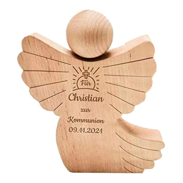 Estatuilla de Ángel de madera tallada, decoración de Ángel de madera, adorno de mesa, regalo conmemorativo, decoración del hogar, estatua de Ángel de