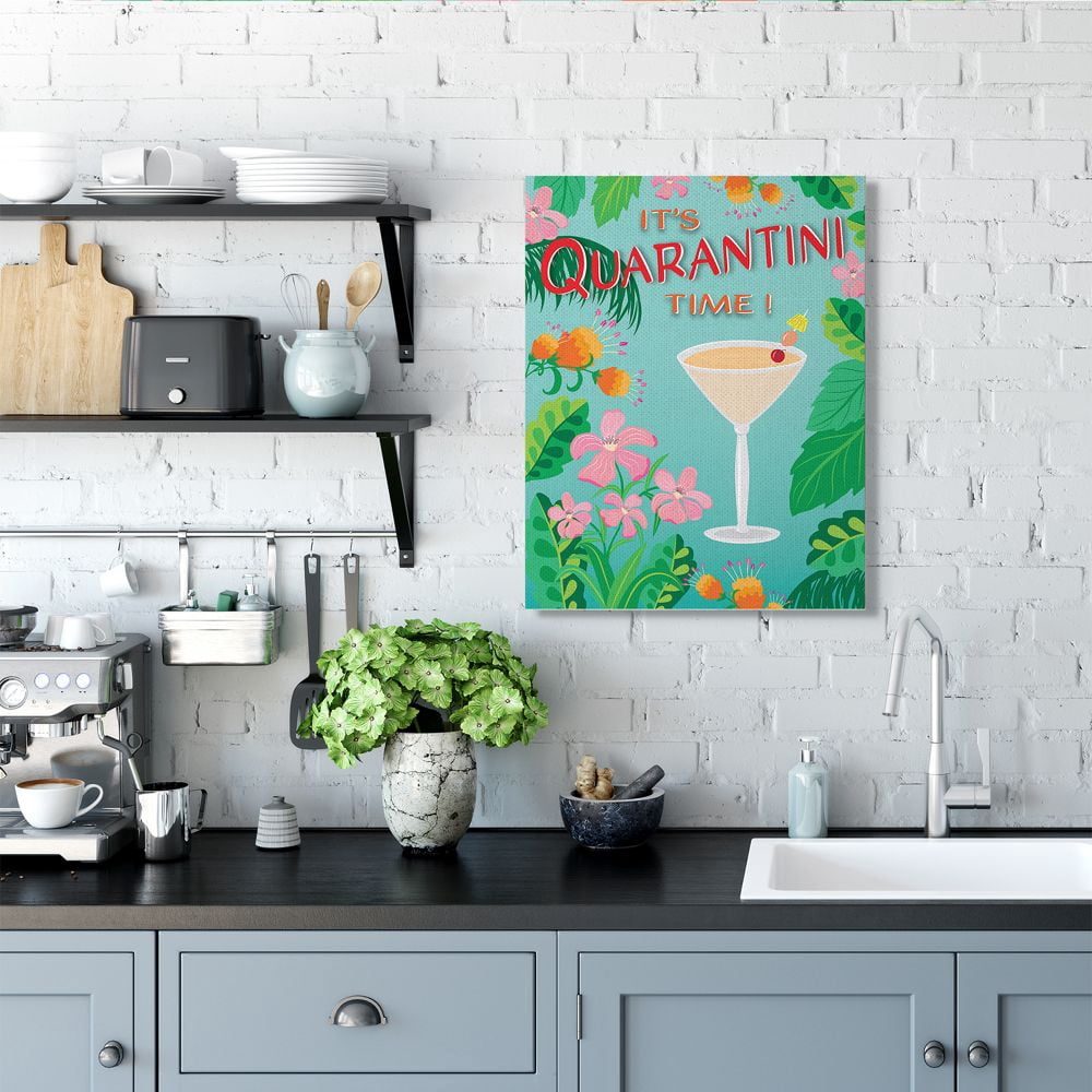 Stupell Industries It's Quarantini Time Festive Tropical Cocktail Design Designed by Darlene Seale