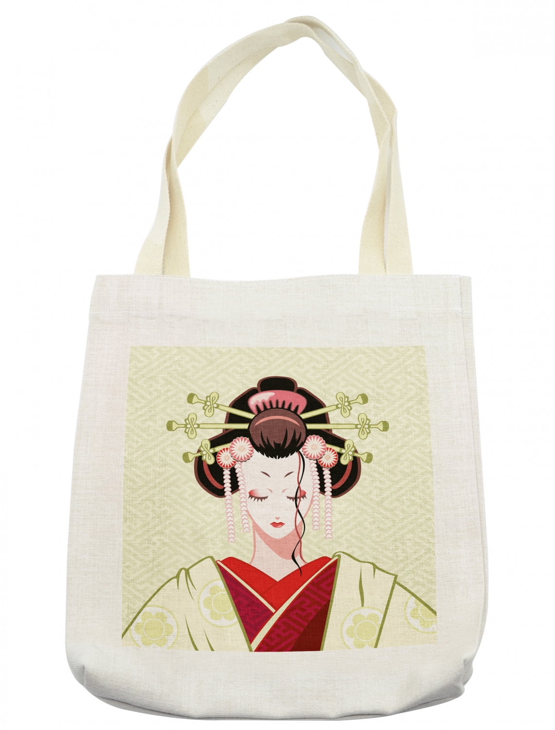 Japanese Tote Bag, Geisha Woman Portrait Traditional Kimono Maiko